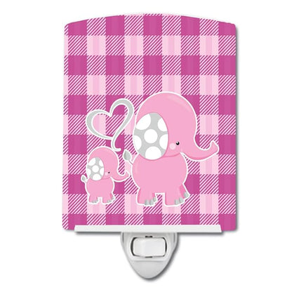 Caroline's Treasures BB6953CNL Elephant and Baby Ceramic Night Light Compact, UL-Certified, Ideal for Bedroom, Bathroom, Nursery, Hallway, Kitchen, 6x4x3, Multicolor