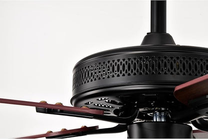 Alistair Matte Black Lighted Ceiling Fan Wooden 5-Blade with Remote