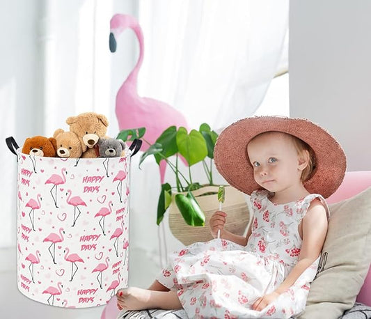 Pink Flamingo Kids Laundry Basket Baby Hamper Flamingo Toy Storage Bin for Boys Room Decor Baby Nursery Hamper Gift Baskets for Bedroom Bathroom(Pink Flamingos)