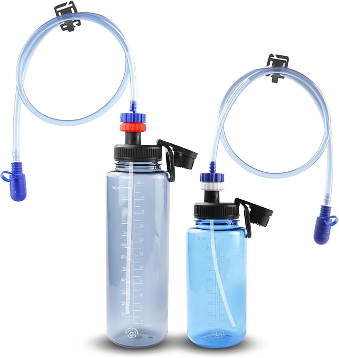 Hydration Adapter Kit for Nalgene Water Bottle with Cap, Compatible with 32/48 oz Wide Mouth Water Bottles, Outdoor Sports Accessories, Use for Camping, Cycling, Hiking(Red)