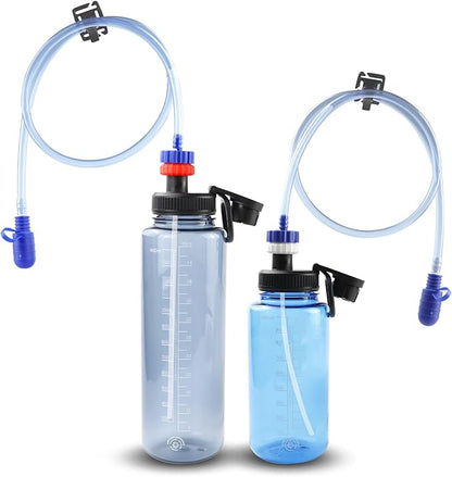 Hydration Adapter Kit for Nalgene Water Bottle with Cap, Compatible with 32/48 oz Wide Mouth Water Bottles, Outdoor Sports Accessories, Use for Camping, Cycling, Hiking(Red)