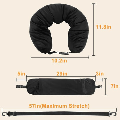 Travel Pillow for Extra Luggage,Stuffable Neck Pillow for Travel,Soft Velvet Cover,Adjustable Neck Size,Holds 3 Days of Travel Essentials,Travel Hacks,Multifunctional Packable Neck Pillow