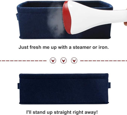 Decorative Storage Basket Collapsible Felt Bins Fabric Baskets Storage Organizer for Underwear Socks Bra Towel Toiletry Baby Products Storage Basket Navy Blue