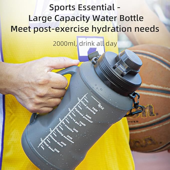 Collapsible Water Bottles 64oz with Removable Straw, Odorless BPA-Free Silicone, Leak-Proof Foldable Reusable Bottle - Perfect for Cruise Travel Sports Gym Hiking Camping Cycling - Blue