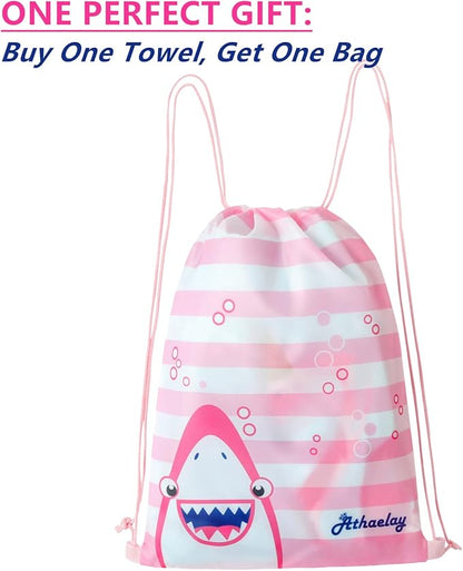 Ultra Soft Kids' Towels with Hood for Bath Beach Pool Toddler Boy and Girl Swim Poncho Cover-ups Swimwear with Drawstring Bag (Purple Mermaid (24x24 Inches))