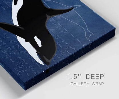 Renditions Gallery Canvas Animal Wall Art Modern Decorations Paintings Colorful Playful Orca Abstract Black & White Vibrant Artwork Canvas Prints for Kids Bedroom Nursery - 8"x12" LT33