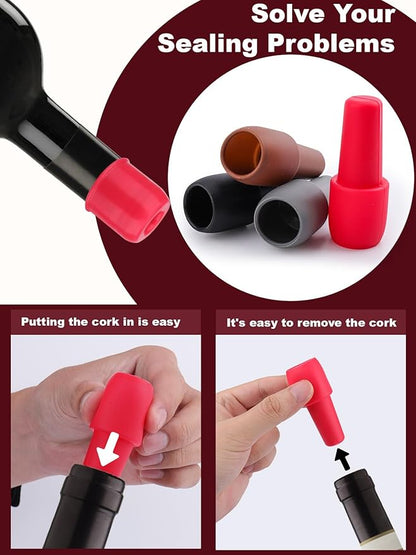 Mity rain Silicone Wine Stoppers Reusable 12pcs, Colorful Wine Stoppers for Wine Bottles, Bottle Stopper for Wine Champagne Beer Bottle (12)