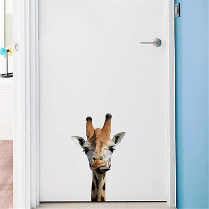 Funny Giraffe Wall Decal Peel and Stick Removable Cute Giraffe Face Wall Clings Funny Sticker Gift for Friends Kids Room Wall Funny Window Decor Fridge Closet Stickers