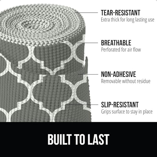 Gorilla Grip powerGRIP Drawer Shelf and Cabinet Liner, Thick Strong Hold, Non-Adhesive Liners Protect Kitchen Cabinets and Cupboard, Bathroom Drawers, Easy Install, Breathable Mat, 20" x20', Gray