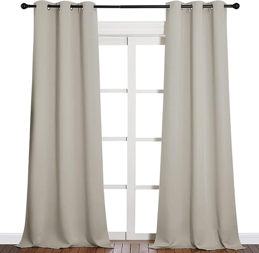 NICETOWN Room Darkening Curtain Panels, Baby Room Curtains 90 inches Long, Privacy Draperies for Living Room (Natural, 42 inches Width, 1 Pair)
