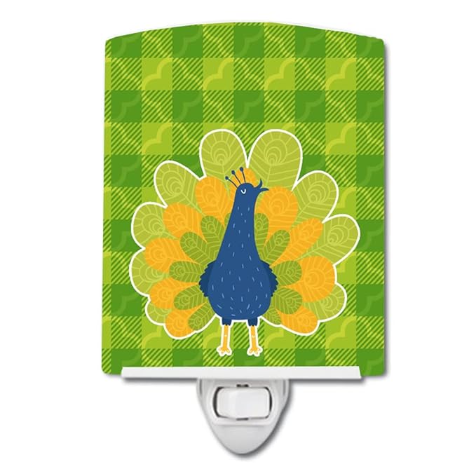 Caroline's Treasures BB6770CNL Pretty Peacock Ceramic Night Light Compact, UL-Certified, Ideal for Bedroom, Bathroom, Nursery, Hallway, Kitchen, 6x4x3, Multicolor