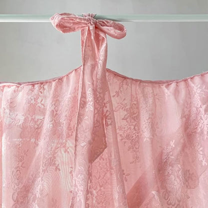 Mengersi Canopy Bed Curtains with Tie Backs,Princess Bed Canopy Curtains Bed Drapes Sheer Curtains for Bedroom Decor（Full,Pink