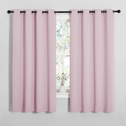 NICETOWN Blackout Curtain Panels for Girls Room, Nursery Essential Thermal Insulated Solid Grommet Top Blackout Drapes (Lavender Pink, 1 Pair, 55 x 68 inches)