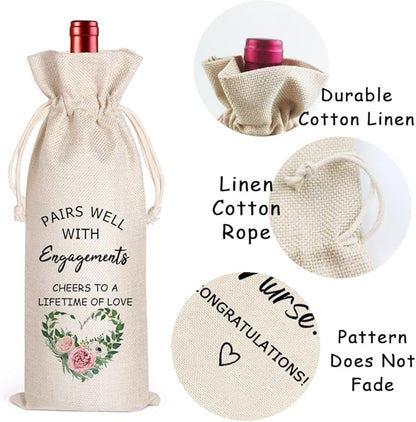 LANBAIHE Engagements Wine Bag, Gift for Getting Engaged, Couple, Gifts For Bride, Engagements, Wedding Wine Gift Bag