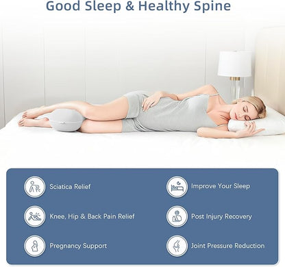 Knee Pillow for Side Sleepers - Memory Foam Leg Pillow for Side Sleeping - Comfortable Soft Side Sleeper Leg Positioner Pillows for Pregnancy, Hip Pain, Spine Alignment (Light Grey)