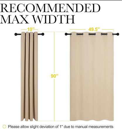 NICETOWN Bedroom Room Darkening Curtains - Triple Weave Microfiber Grommet Top Thermal Insulated Solid Room Darkening Panels/Drapes for Kid's Room (Biscotti Beige, 1 Pair, 55 inches by 90 Inch)