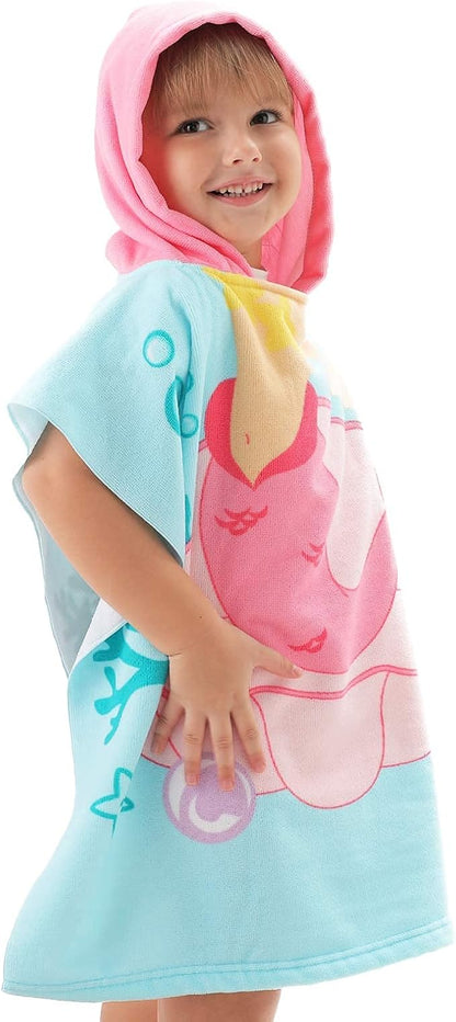 NovForth Kids Beach Towel for Boys Girls, Mermaid Hooded Bath Towel Wrap, Toddler Pool Towel with Hood