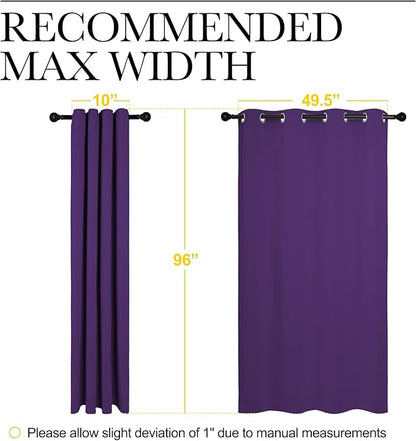 NICETOWN Purple Blackout Curtains 96 inches Long, Niose Reducing and Thermal Insulated Room Darkening Curtains for Girls Bedroom Living Room Window Decoration (55 inches Wide, 2 Panels)