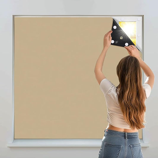 Portable Blackout Shades 100% Blackout Curtains for Bedroom Small Window Curtains No Light Kitchen Windows Insulated for Nursery for Baby Travel Curtain,Sand Yellow,56" W x 63" L,1 Panel