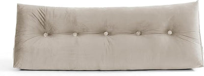 Headboard Pillow King - Bed Wedge Pillow for Headboard - Large & Versatile Triangle Cushion Reading Support Pillow, King - 76", Beige/Cream