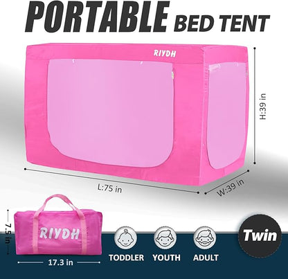Bed Tent Twin Bed Canopy Tents - Portable Dream Tent for Kids and Adult Indoor Sleeping Tents 70% Blackout with 3 Doors Breathable Private Space Tents