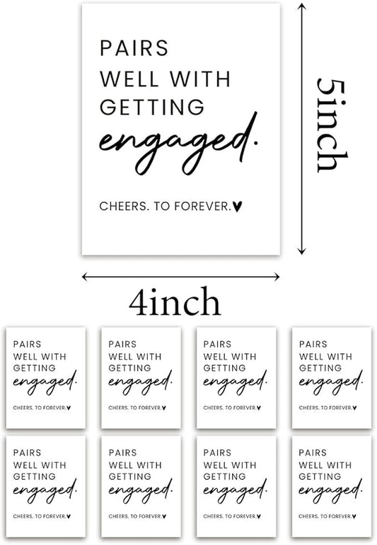 8 Pcs Engagement Wine Labels, Engagement Gifts for Couples Her, Engagement Party Decorations Gifts for Engaged Couple Wine Bottle Stickers, Pairs Well with Getting Engaged Wine Bottle Labels