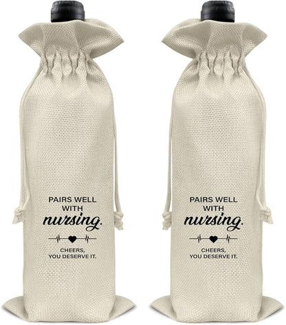 HOIJAUMAI Nurse Graduation Gifts Nursing Graduation Wine Bag Pairs Well with Nursing Wine Gift Bags for Women