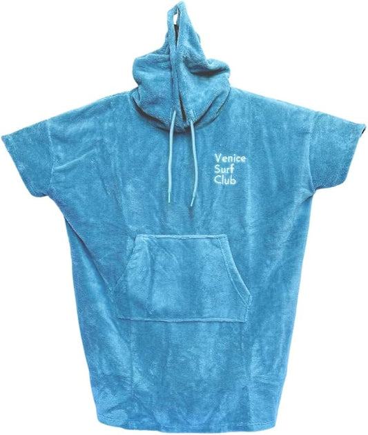 Cotton/Microfiber Kids Surf Poncho, Wetsuit Changing Towel Bath Robe with Hood and Pocket for Ages 3-7 and 8-12 (Aqua Blue, 3-7 Years)