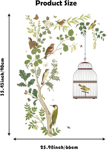 Branch Vine Birdcage Wall Sticker Hanging Grey Vine Wall Decals Decals Branch Vine Wall Decals DIY Art Decor for Bedroom Study Living Room TV Wall