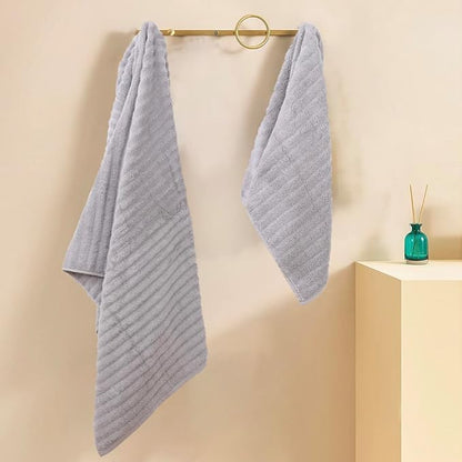 Luxury Ultra Soft Light Grey Bath Towel Sets for Bathroom Hotel, 1 Bath Towels 2 Hand Towels Washcloths 100% Long-staple Cotton Fluffy Highly Absorbent Thick Towel for Women Kids Elderly Face Body