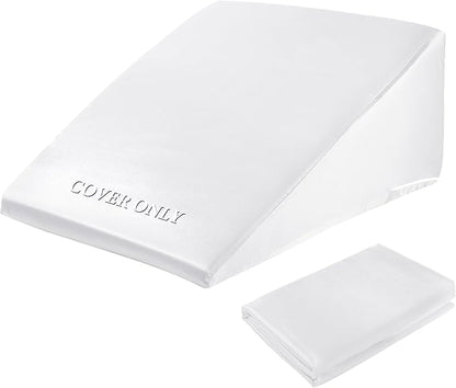 HOMBYS Satin Bed Wedge Pillow Cover Silky & Smooth Wedge Pillowcase 1 Pack 24x24x10, Soft & Breathable, Removable & Machine Washable-Zipper Design (Pillow Not Include),White