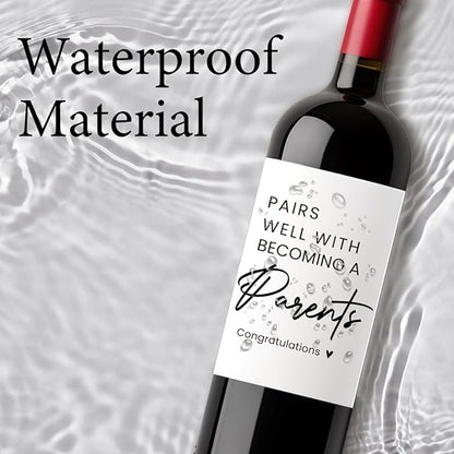 8 Pcs Parents Pregnancy Baby Announcement Wine Labels, Funny Pregnancy Baby Announcement Gifts for New Parents Wine Bottle Stickers Labels, Pairs Well With Becoming A Parents Wine Labels