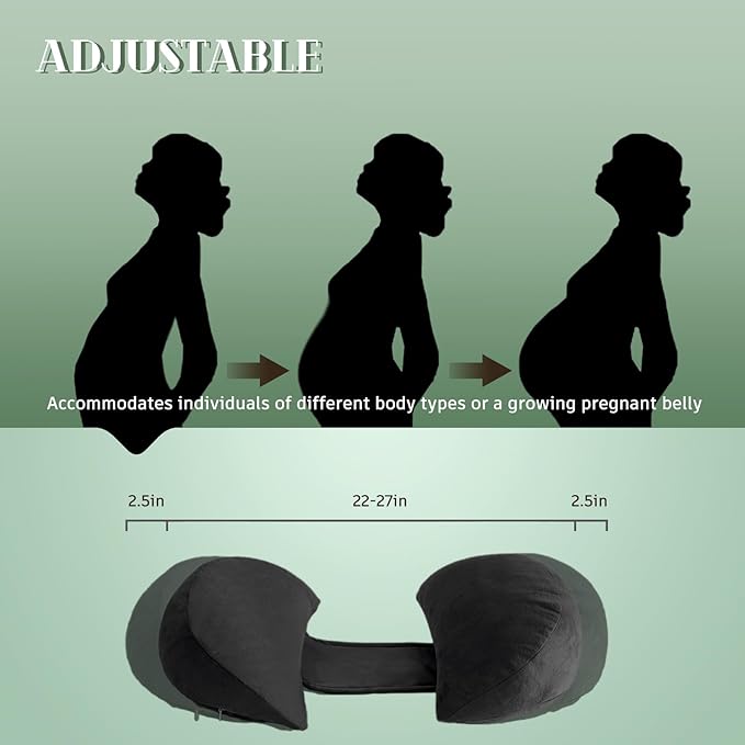 DOWNCOOL Pregnancy Pillow, Black Maternity Pillow for Pregnant Women, Pregnancy Pillows for Sleeping with Removable Cover,Support for Back, Belly, Legs