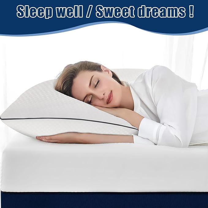 Bed Pillows for Sleeping 2 Pack, Standard Size Pillows Set of 2,Down Alternative Filling, Pillow for Back, Stomach or Side Sleepers Black