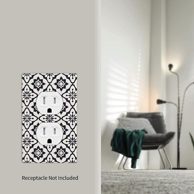 Black And White Duplex Electrical Outlet Funny Plastic Wall Plate Decorative Light Switch Cover For Women Girls Bedroom Kitchen Living Room