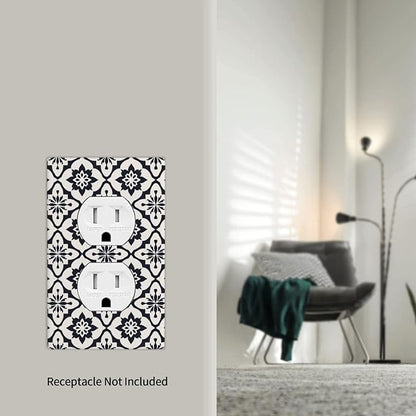 Black And White Duplex Electrical Outlet Funny Plastic Wall Plate Decorative Light Switch Cover For Women Girls Bedroom Kitchen Living Room