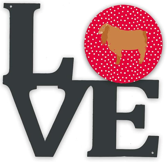 Caroline's Treasures CK5312WALV American Lamancha Goat Love Metal Wall Artwork Love, Red Indoor Outdoor Art Decor Patio, Bathroom, Kitchen Colorful Aluminum and Black Steel Sculpture