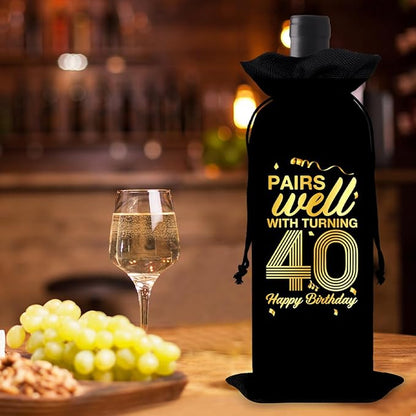 40th Birthday Gifts Wine Bag Congratulations Gifts for Women Men Parents Mom Dad Anniversary 1984 Birthday Wine Gift Bag