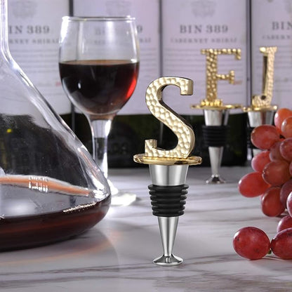 Miicol Wine Bottle Stopper, Prosecco Stopper, Gold Wine Stopper, Personalised Champagne Stopper, Initial Wine Stopper, Funny Prosecco Gift, Wine Lovers Gift, Kitchen Decor, Letter S