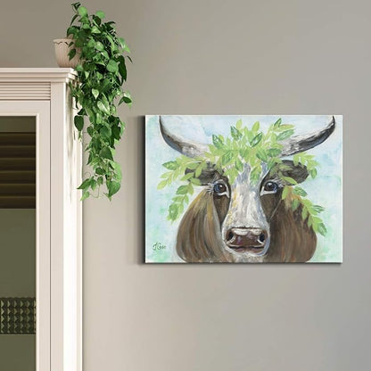 Renditions Gallery Canvas Animal Wall Art Modern Decorations Paintings Olive Crown Steer Abstract Glam Wild Longhorn Canvas Artwork Prints for Bedroom Office Kitchen - 18"x27" LT33