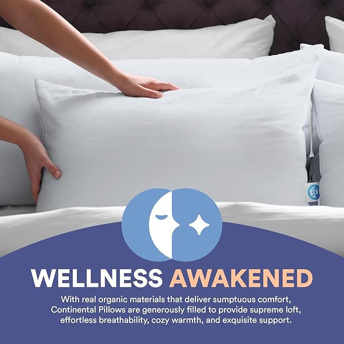 Continental Bedding Medium King Set of 2 100% White Down Pillows 30 Ounce 550FP Hotel Down Pillows for Supporting Back Side and Stomach Sleepers
