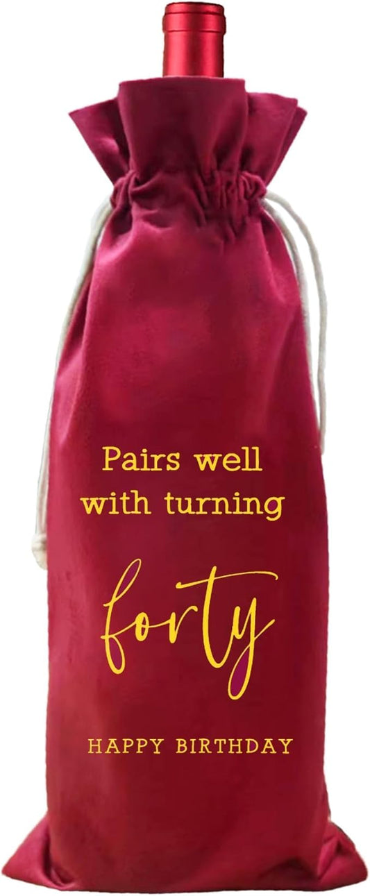 LANBAIHE 40th Birthday Gifts for Her,40th Birthday Gift for Women Men, 40 Years Old Birthday Gifts Wine Bag, 30th Birthday Decorations Party Supplies- 1984 Birthday (40th Birthday-Red)
