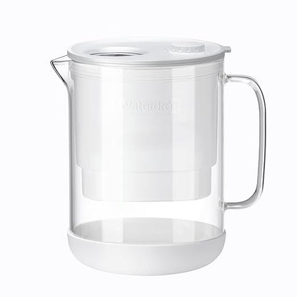 Waterdrop Glass Water Filter Pitcher with 1 Filter, Eco-friendly, with NSF 53&42&372 Certified Filter, 7-Cup, Reduces PFOA/PFOS, Chlorine, Cadmium, Copper, Mercury, BPA Free, Easy to Clean, White