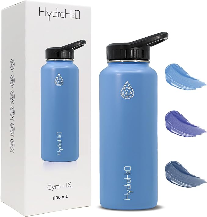 37 oz Insulated Water Bottles with Twist Cap, Stainless Steel Water Bottle, Leak Proof Metal Water Bottle, Resuable Thermos BPA Free Flask, Light Blue