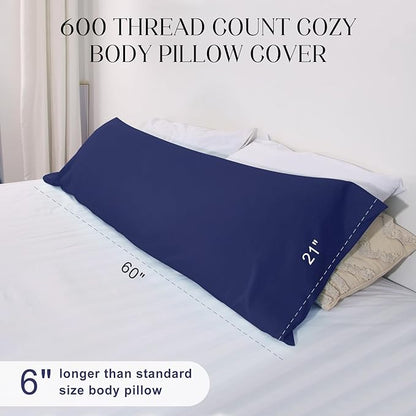 Soft Body Pillow Covers Pillowcases 60 x 21 Inch, WINKAURA Extra Large Pillow Cover for Bed Fits 54x20 Pillow, Envelope Closure, Stylish Wrinkle and Stain Resistant,Navy
