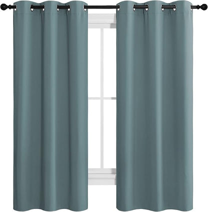 NICETOWN Modern Blackout Curtains Noise Reducing, Thermal Insulated and Privacy Room Darkening Drape Panels for Boy's Guest Room Door Small Short Window (Greyish Blue, 2 Panels, W42 x L68 -Inch)