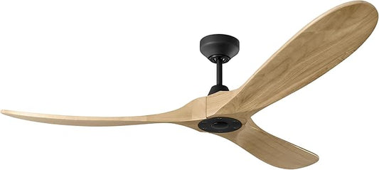 3MAVSM60MBKNH Smart Maverick Ceiling Fan with Remote Control, Indoor or Outdoor, Compatible with Alexa & Google Voice (Midnight Black with Natural Honey Blades, 60-inch)