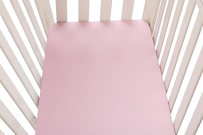 Bassinet Sheets Compatible with Dream On Me Traveler/Skylar/Seashell/Lotus Bassinet, INFANS, Maydolly and Evolur Stellar Bassinet, 2 Pack Fitted Sheets, 100% Jersey Knit Cotton, Floral and Pink