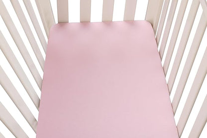 Bassinet Sheets Compatible with Dream On Me Traveler/Skylar/Seashell/Lotus Bassinet, INFANS, Maydolly and Evolur Stellar Bassinet, 2 Pack Fitted Sheets, 100% Jersey Knit Cotton, Floral and Pink