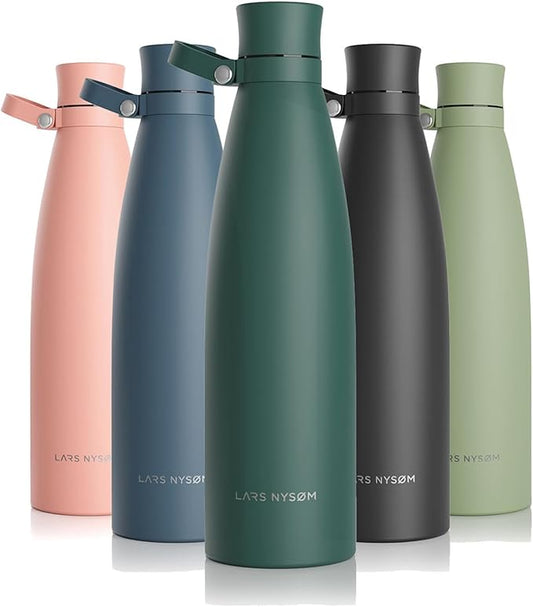 LARS NYSØM Stainless Steel Insulated Water Bottle 25oz 34oz | BPA-free Insulated Thermo Flask for Hot and Cold Beverages | Leakproof Drinking Bottle (Bayberry, 25oz)